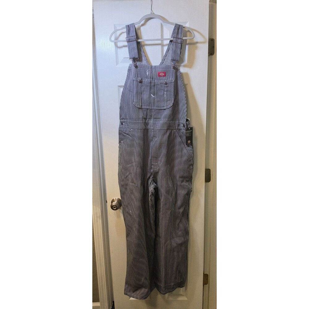 Dickies Hickory Stripe Bib Overalls Denim Blue/White 34x30 MPN 83297HS